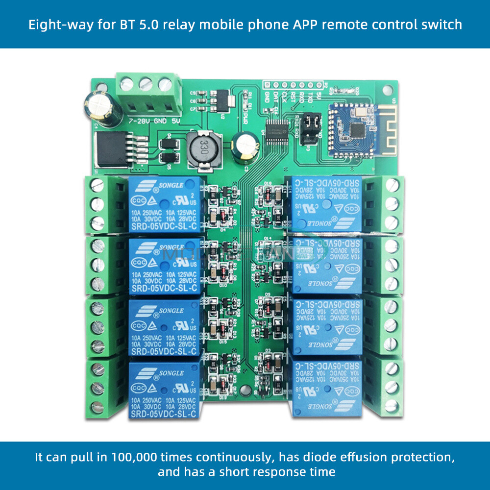 8-Channel Bluetooth 5.0 Relay Module Board APP Remote Control Switch DC7-28V/5V