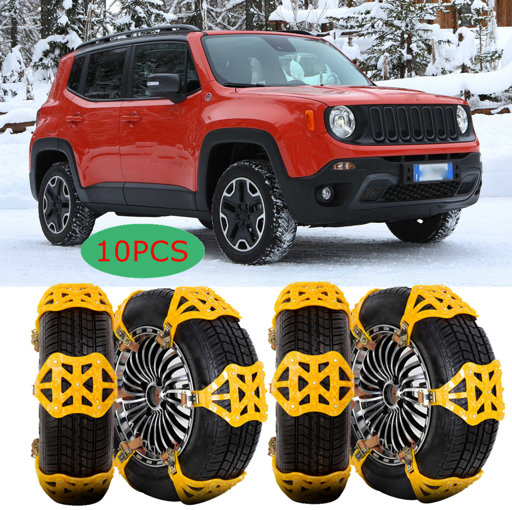 10Pcs Car Snow Chains Tire Adjustable Anti Slip Anti-Skid TPU For Jeep Renegade
