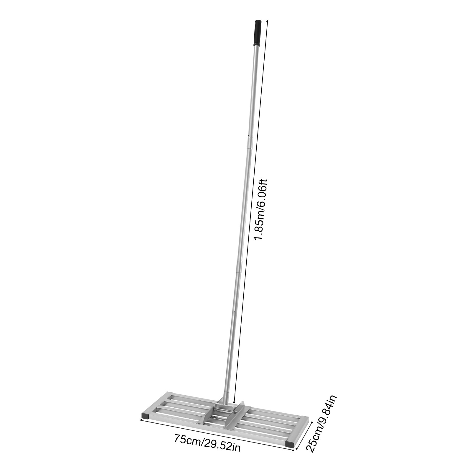 30" × 10" Stainless Steel Lawn Leveling Rake with Adjustable Length