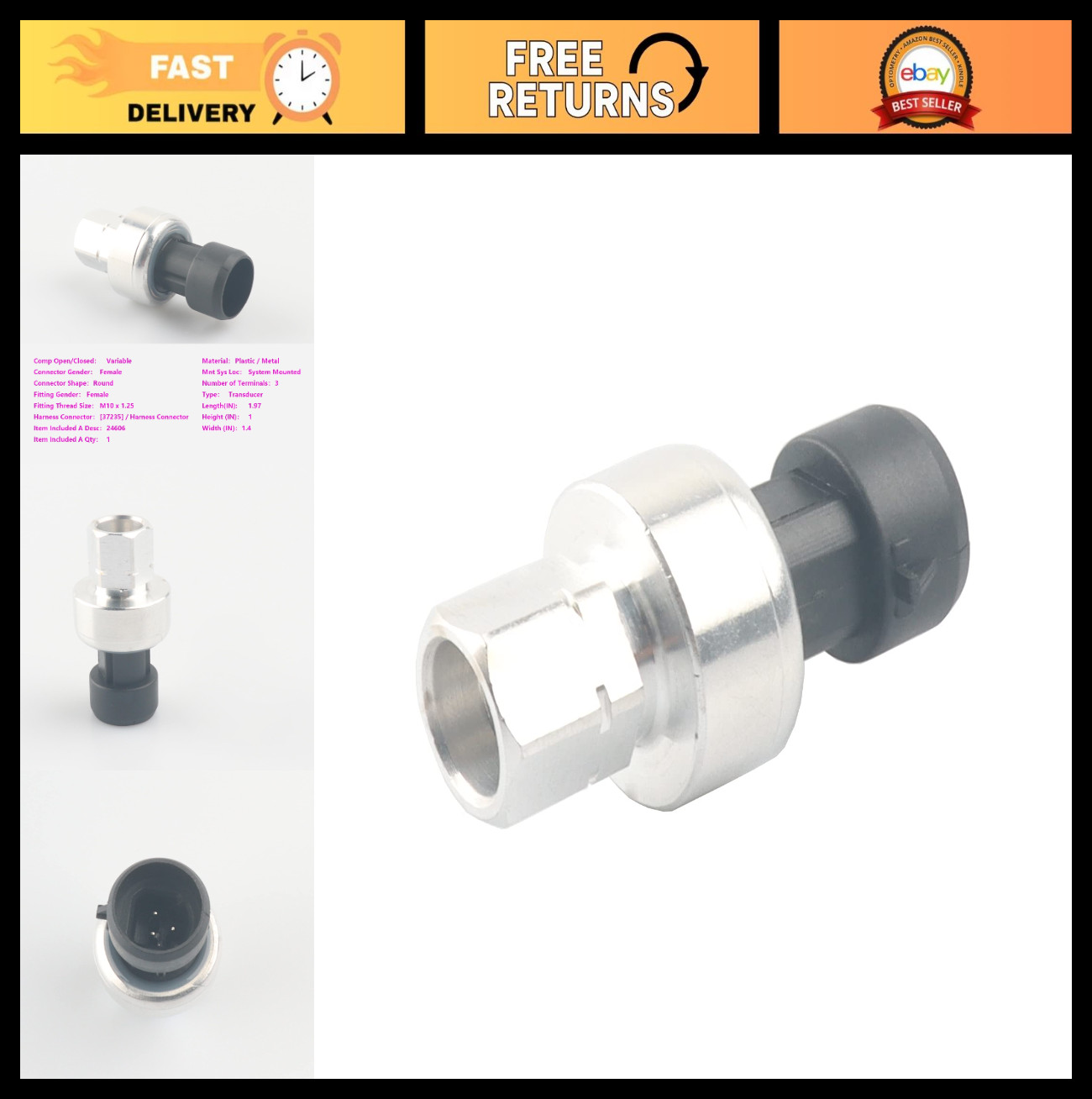 High Pressure AC Sensor Switch Compatible with Chevy, Buick, GMC, Pontiac, Satur