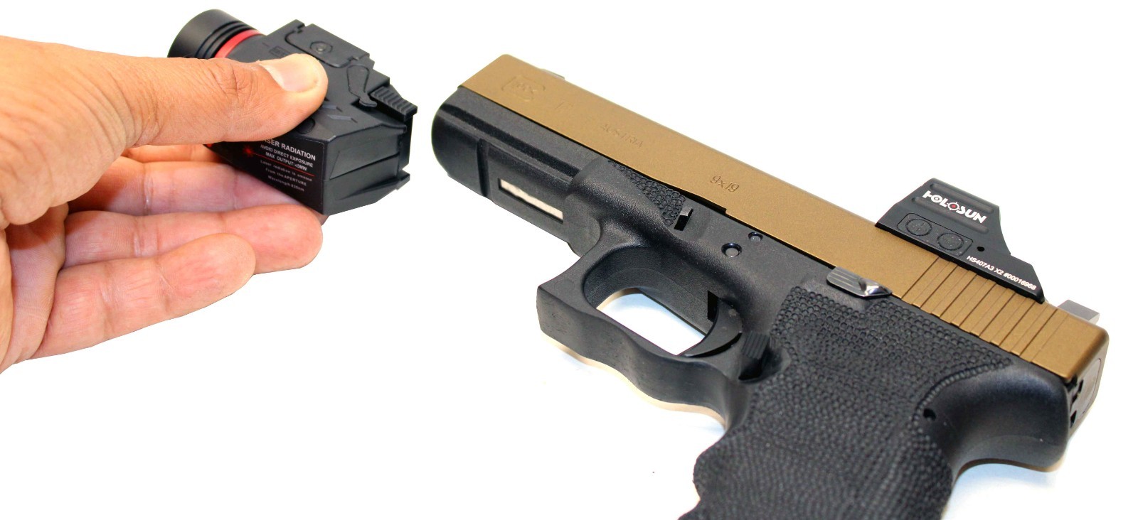 Tactical polymer flashlight and red laser combo for handguns glock cz smith&wess