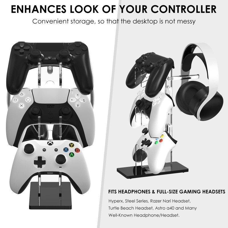 3-Tier Transparent Controller Display Stand, Universal Holder for Xbox