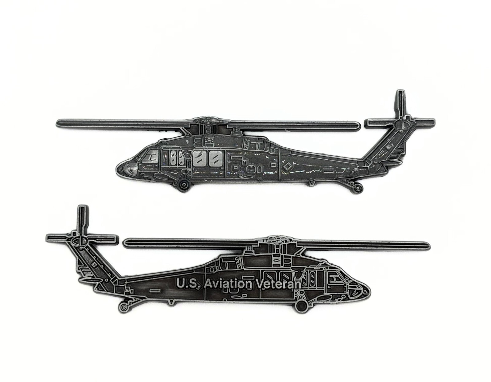 Army Aviator Veteran - Blackhawk Shaped Challenge Coin