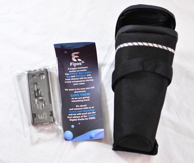 Fipos bicycle saddle bag and multitool lightweight quick release water resistant