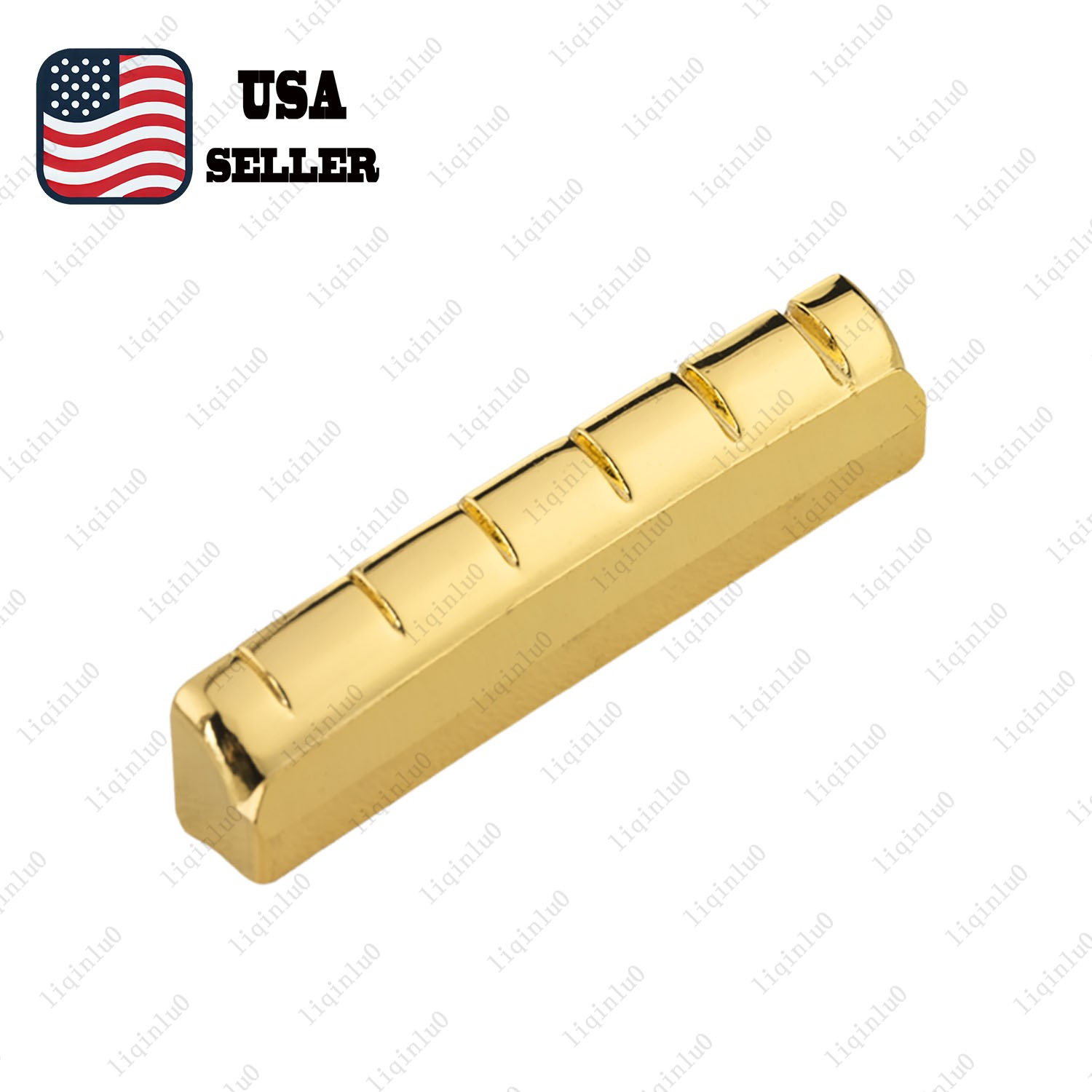 1pc 43x6x8.2-8.8mm Pre-Slotted Brass Nut for 6-String Acoustic Folk Guitar -Gold