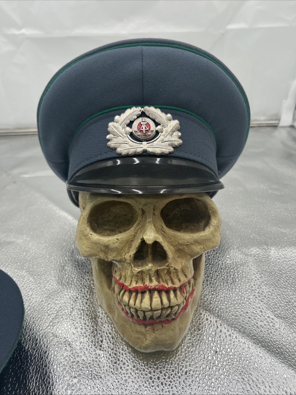 East German Police Officers Visor Cap Sz 56 1856D  Vintage Hat Military