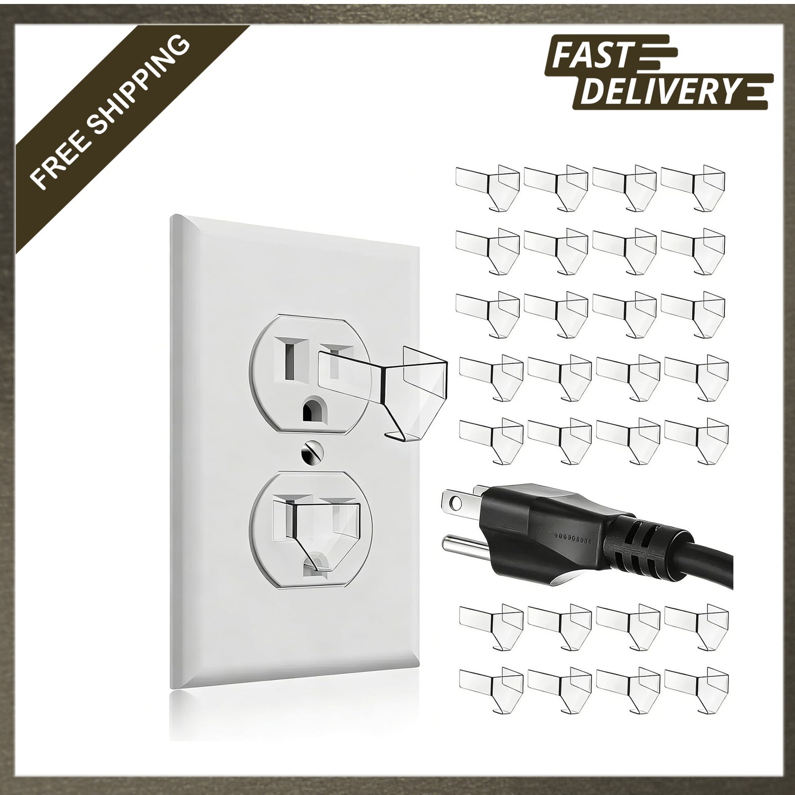 30 Pcs Outlet Fix Plugs for Loose Outlets 3 Prong Socket Tightener Plastic