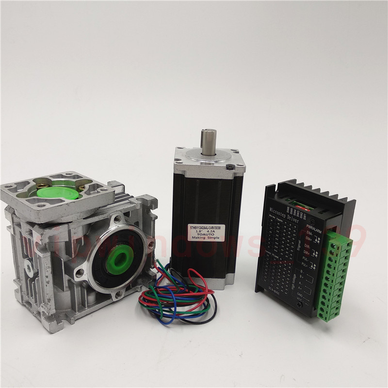 Worm Gearbox 50:1 + L76mm Nema23 Stepper Motor 3A Reducer 150Nm + TB6600 Driver