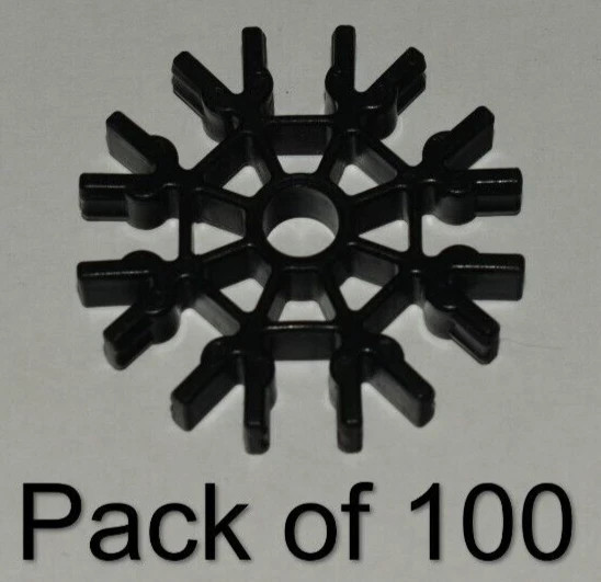 (100) K'nex Black 8 Position Connectors - KNEX Standard Replacement Parts Piece