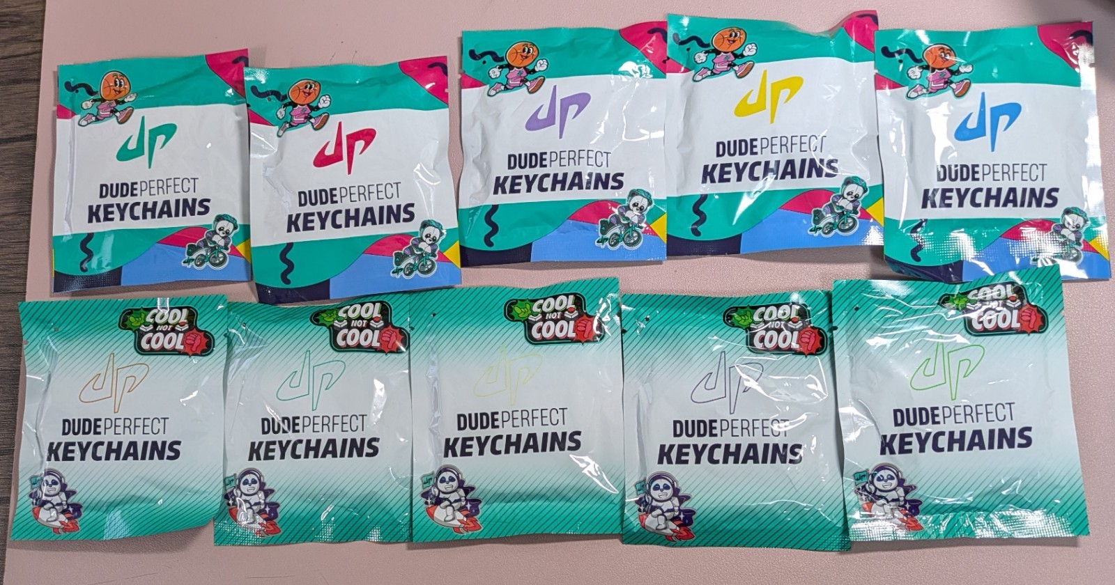 Dude Perfect Keychain Lot Of 10 Panda Ed NEW SEALED Booster No Repeats