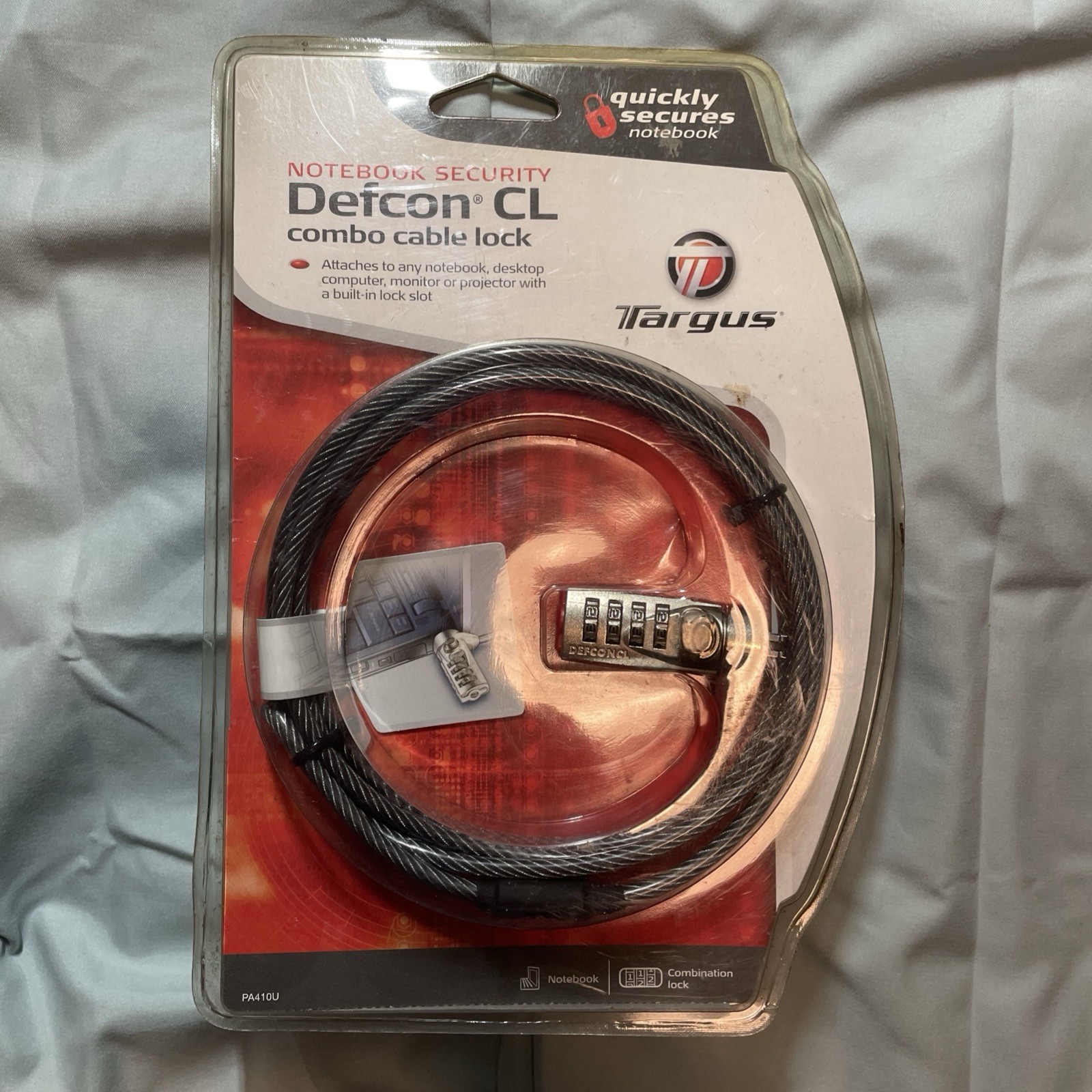 Targus Defcon CL 6.5 Foot Laptop/Notebook Combo Cable Lock Business Security NEW