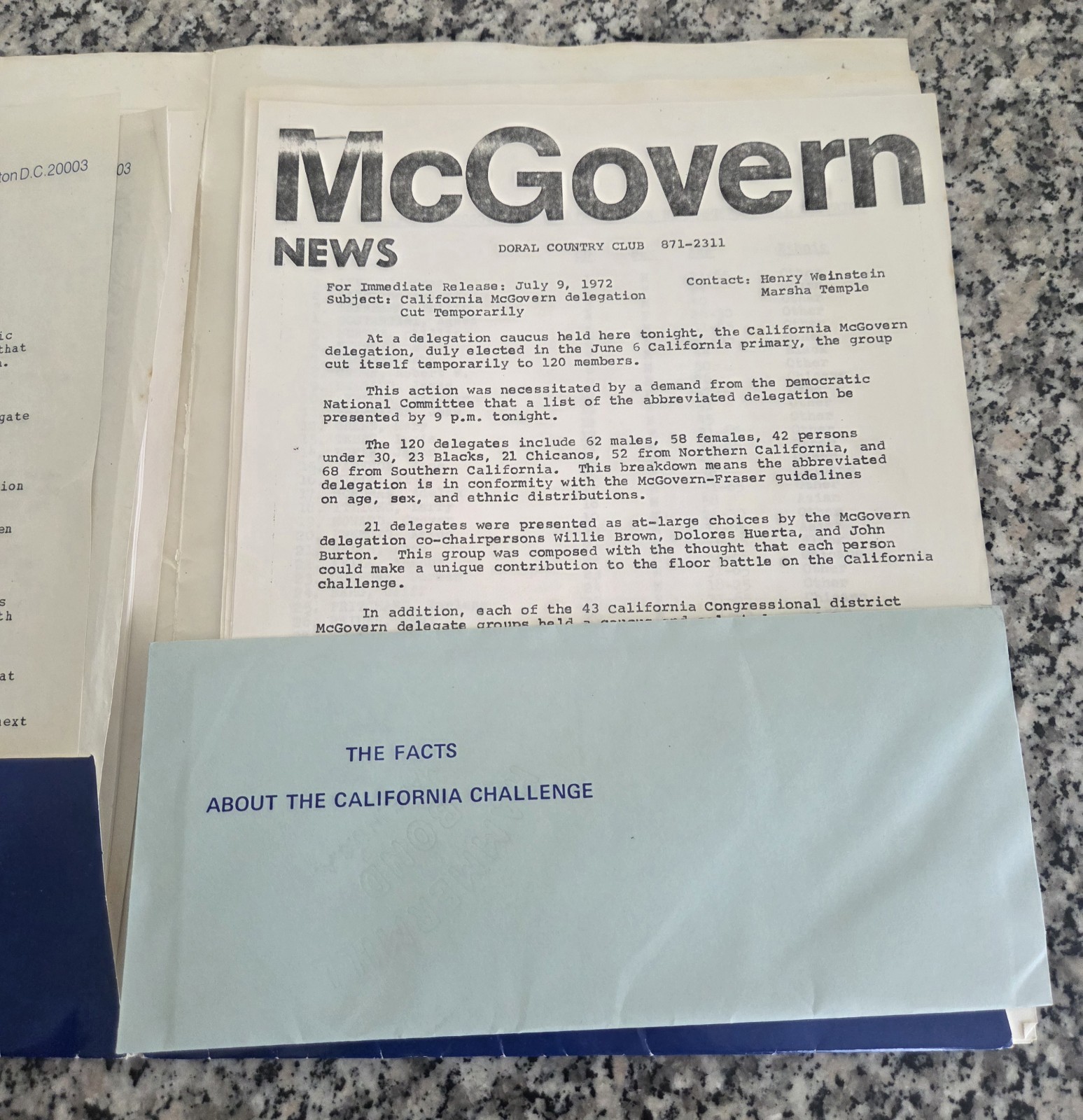 1970s George McGovern Political Campaign Delegate Packet Lot
