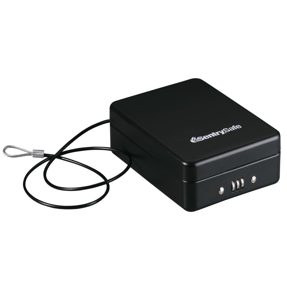 Small Safe, Black Lock with Combination Lock for Office or Dorm Secures Money...