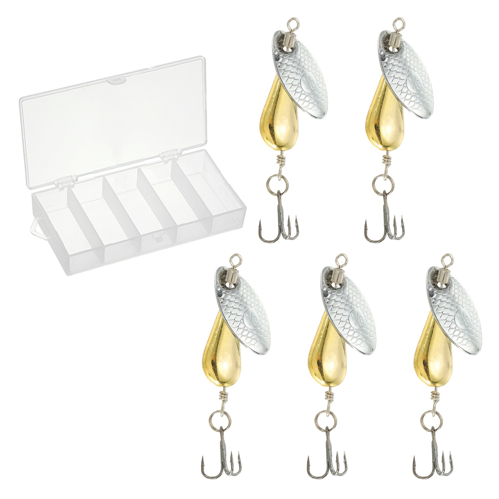 5Pcs Trout Lures 1/4oz Trout Fishing Lures Fishing Spinners Baits Tackle Gold