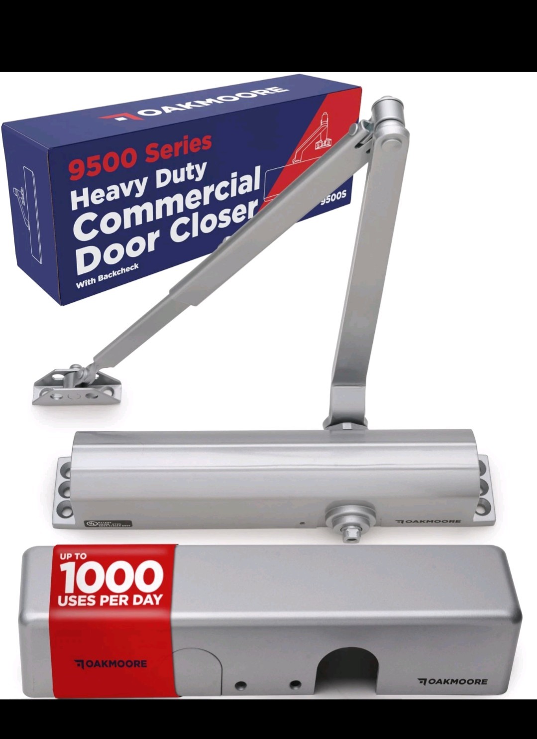 Oakmoore 9500 series Heavy Duty Commercial Door Closer. Silver