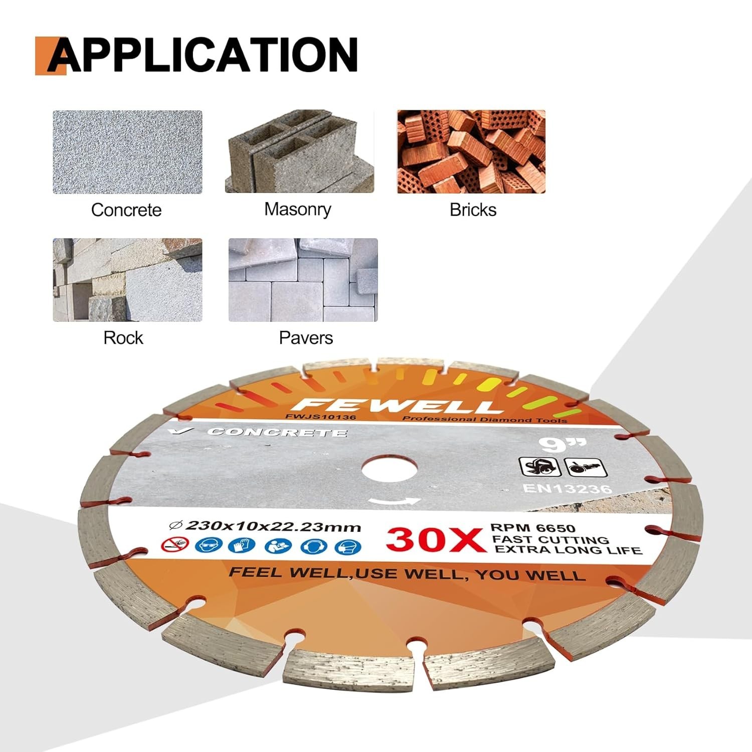 9 Inch Diamond Blade, Segmented General Purpose Blade Dry/Wet Cutting Concret...