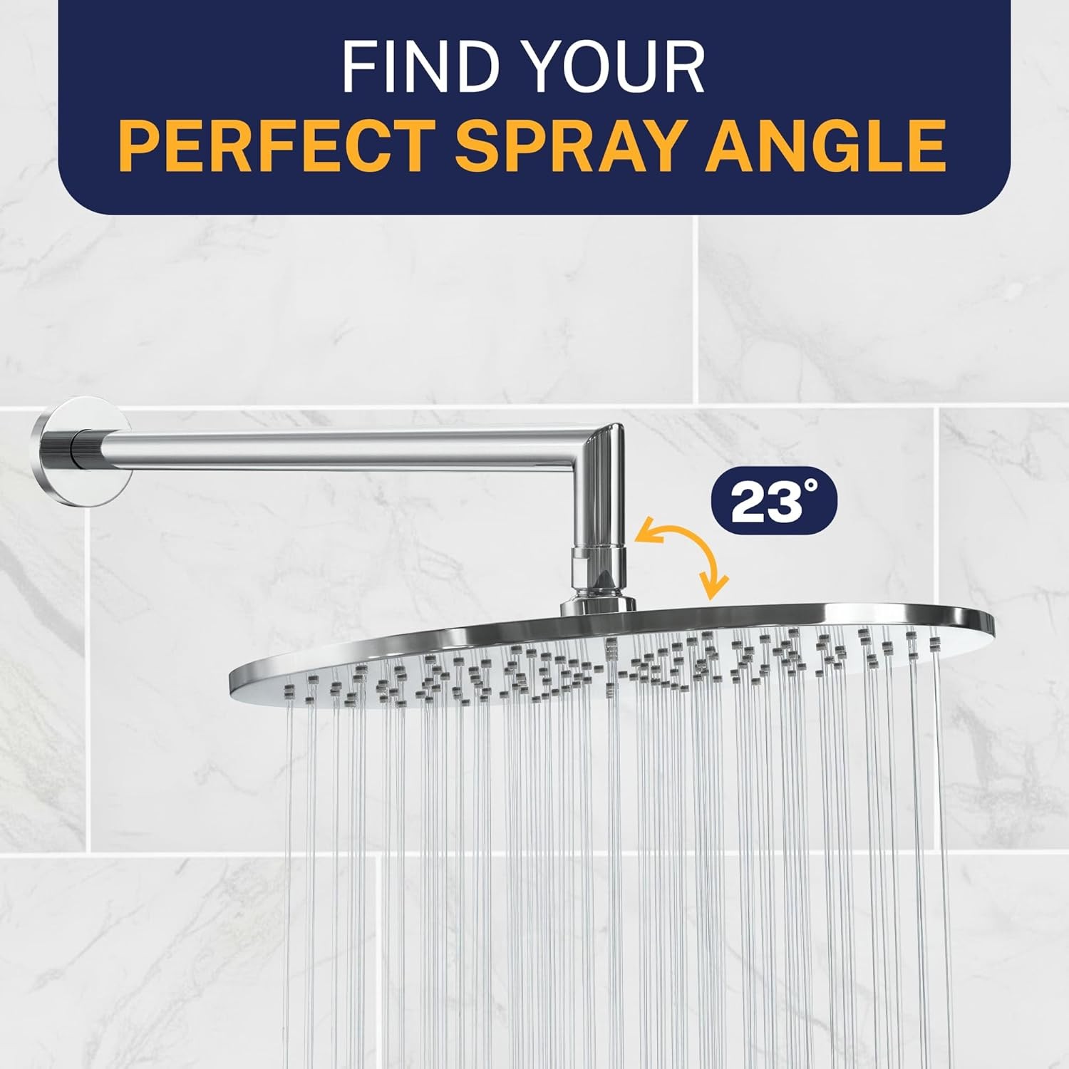 ® Solid Metal 12 Inch Rainfall Shower Head, Large Rain Shower Head, 2.5 GPM High