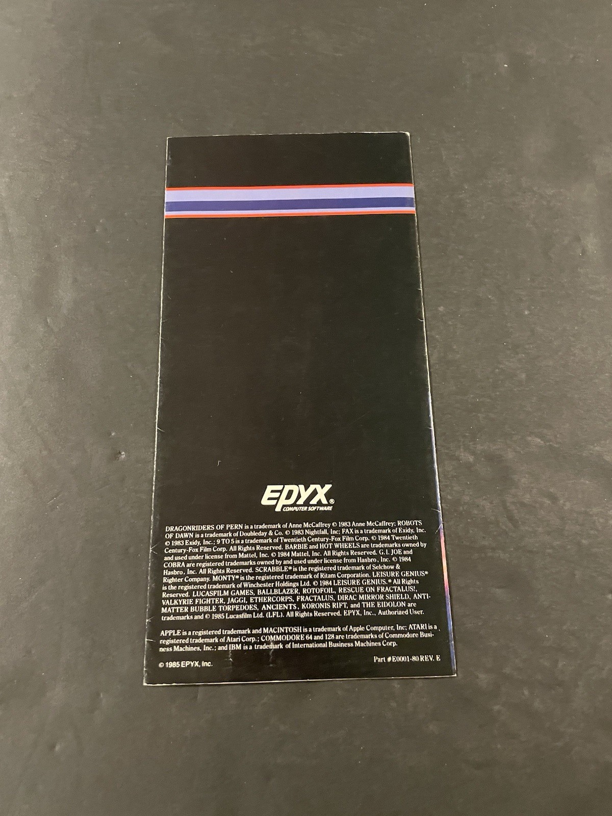 Epyx Consumer catalog Winter 1985 Commodore Atari Insert