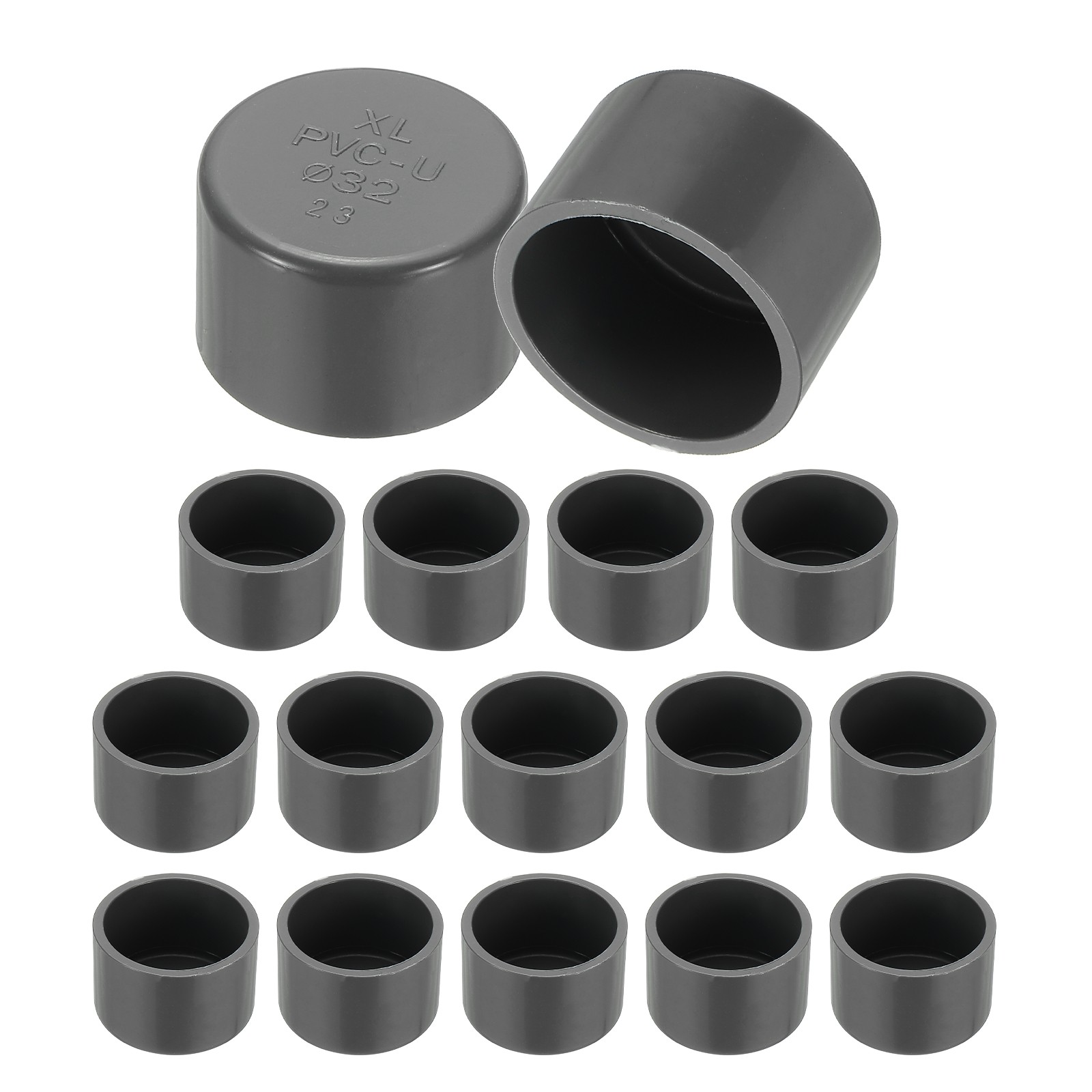 16 Pack 1.3" Diameter PVC Pipe End Cover Cap Fittings for Furniture Garden, Grey