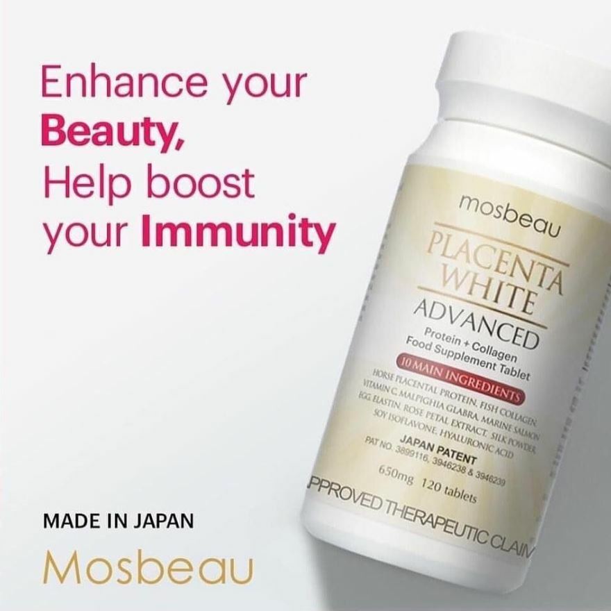 2x MOSBEAU Placenta White Advanced Supplement 120 Tablets / 650mg