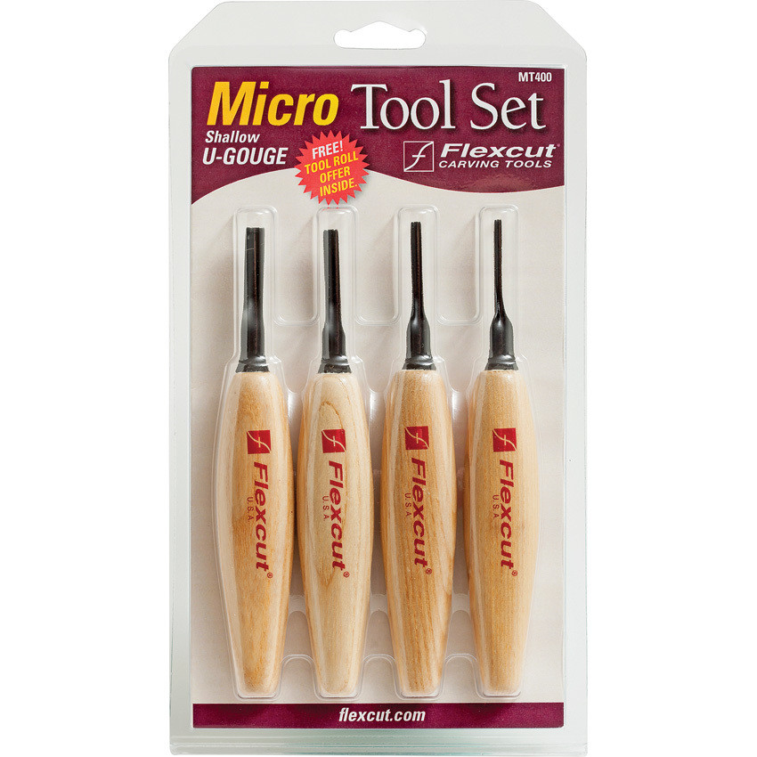 Flexcut Shallow U-Gouge Wood Carving Micro Tool Set