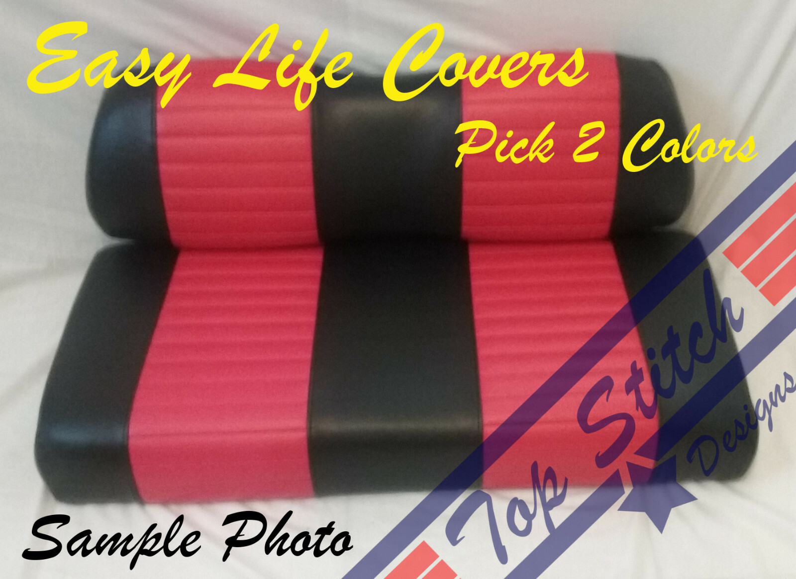 QUILT Vinyl CLUB CAR DS+2000 Golf Cart Custom Front Seat Cover Set Staple On DIY