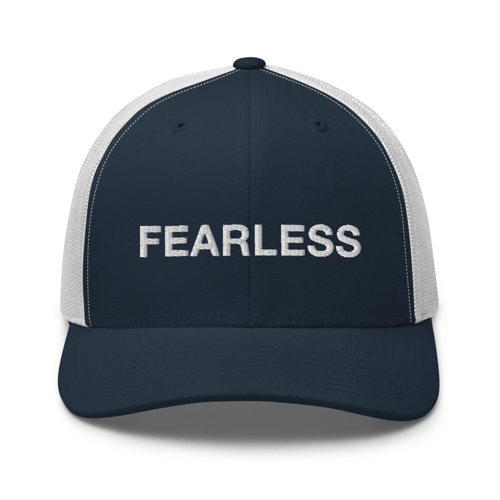 Fearless Embroidered Trucker Hat, Christian Motivational Empowerment Cap