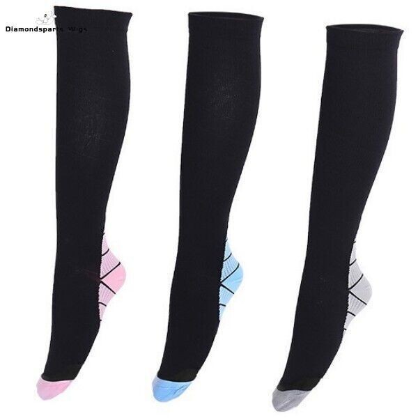 3 Pairs Compression Socks Knee High Medical Support Stockings S/M-X/XL Women Men