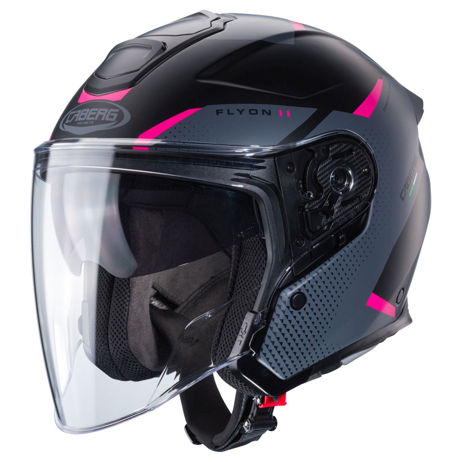 Caberg Open Face Helmet Flyon II Boss Matte Black/Grey Fuchsia - Size S