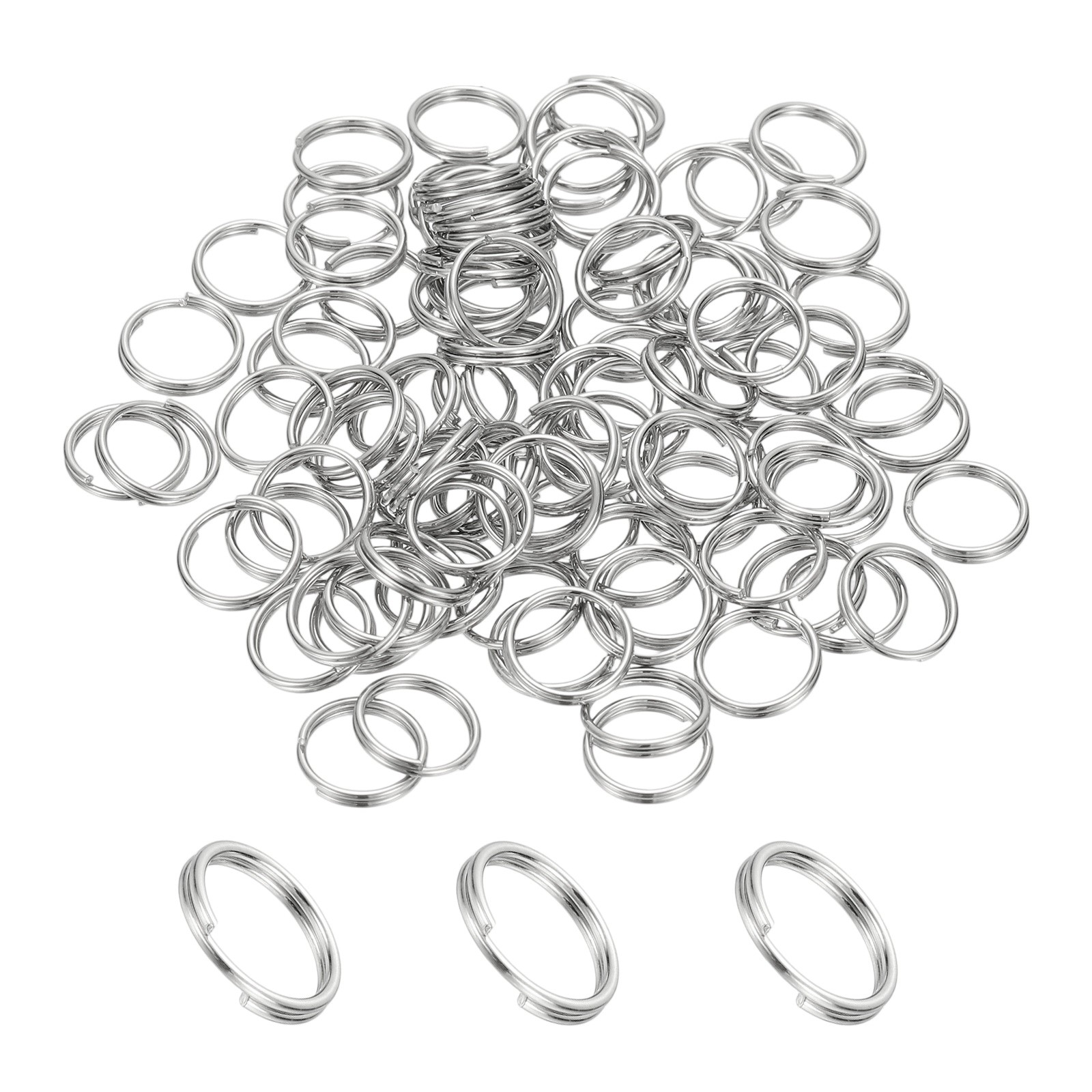 Round Split Ring, 100 Pcs 10 mm Small Split Ring with Double Loop, Silver