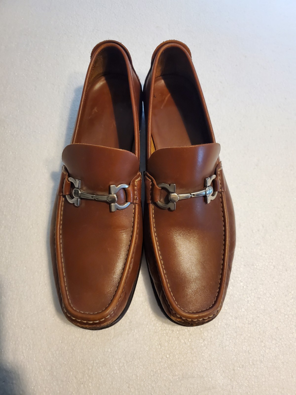 Salvatore Ferragamo Made in Italy Brown Horsebit Mens Loafers 9.5 EE **READ