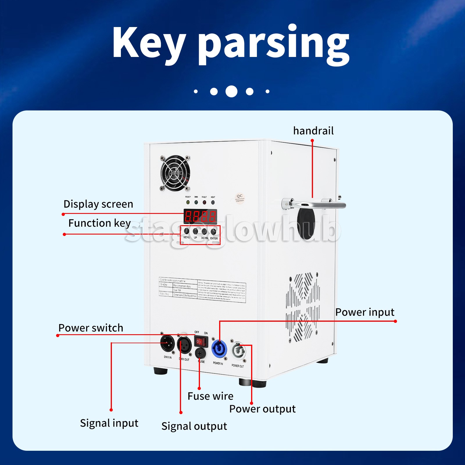 PAIDUN 850W Cold Spark Firework Machine Stage Effect 3.2-19.6FT Wedding DJ Event