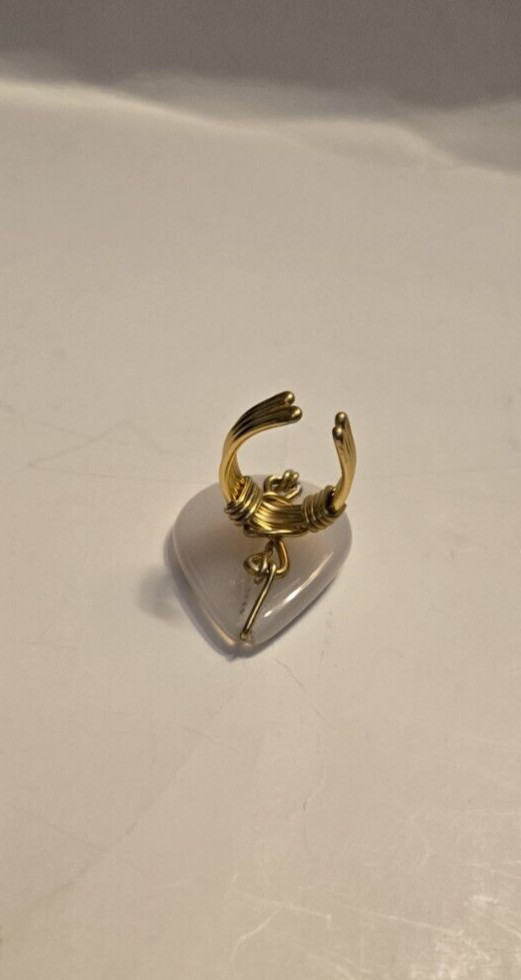 Artisan Crafted Gold Plated Wire Wrapped Agate Statement Ring