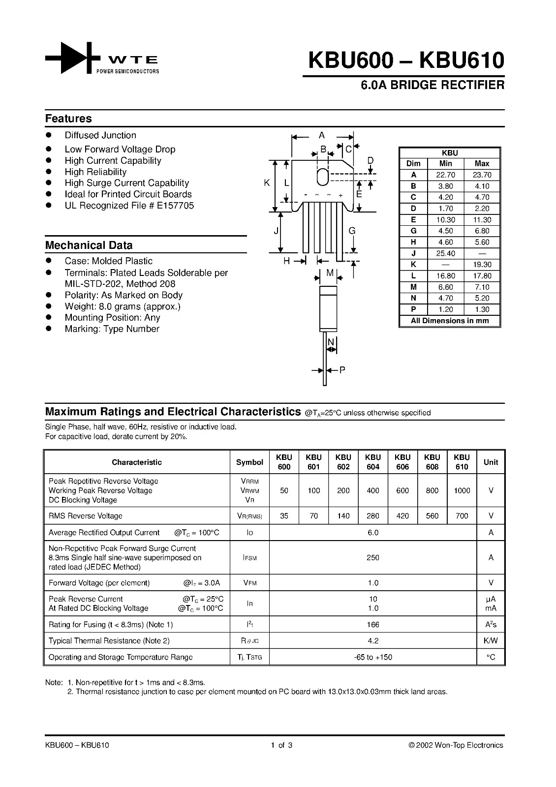 2 Pcs KBU608 Bridge Rectifier | KBU608 Bridge Rectifier 800V 6A | US Ship