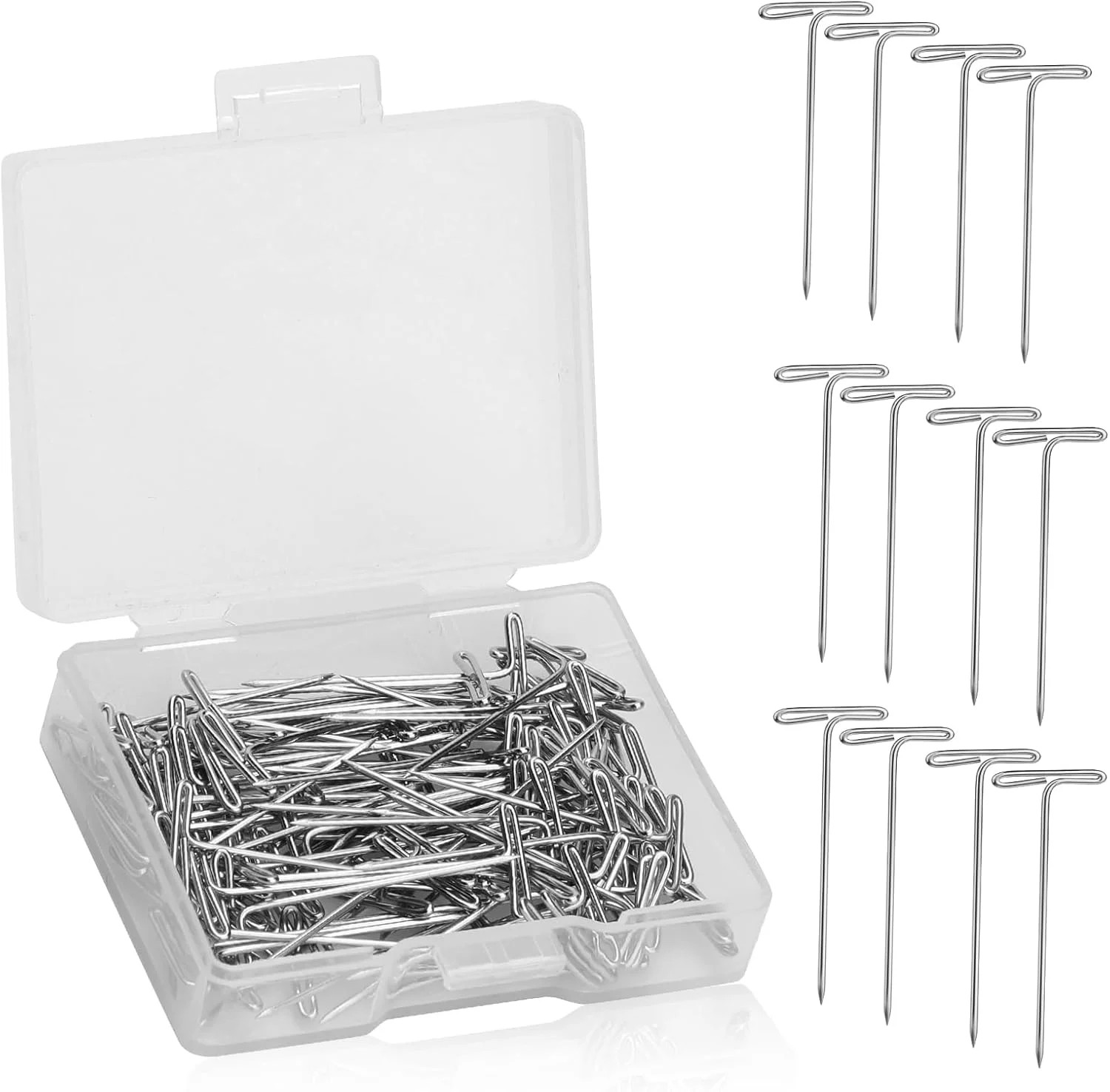 T Pins, 100 Pack 1 inch T Shape Sewing Pins for Blocking Knitting, Wig Pins Stai