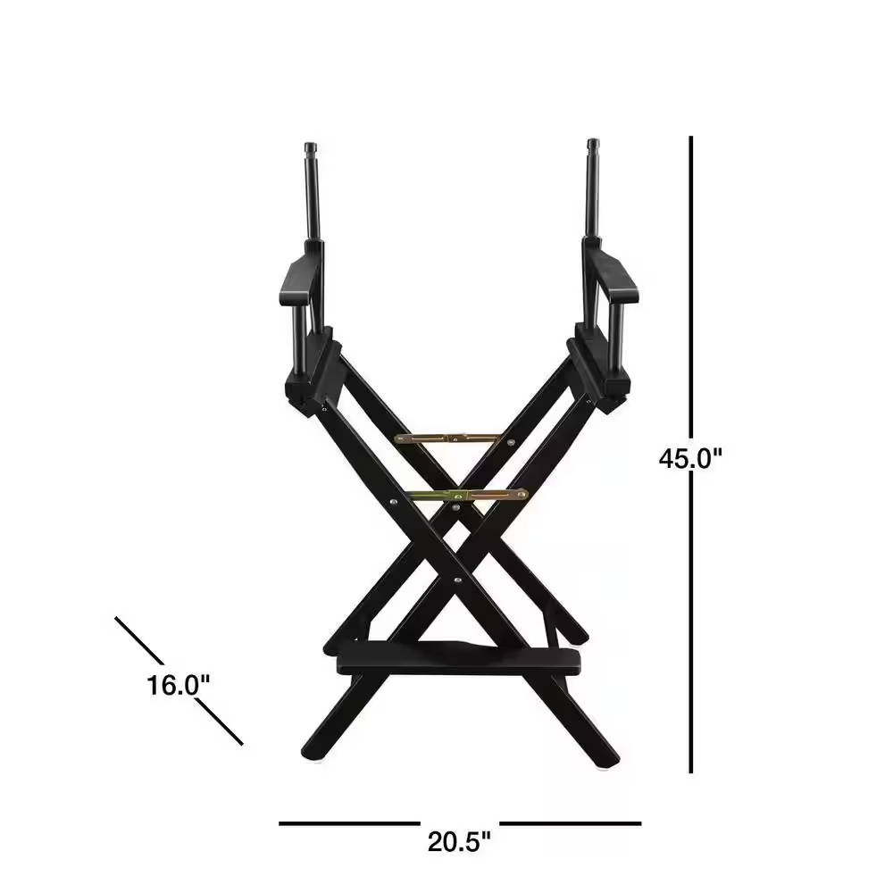 30 In. Seat Height Black New Solid Wood Director'S Chair Frame Only, Folding Cha