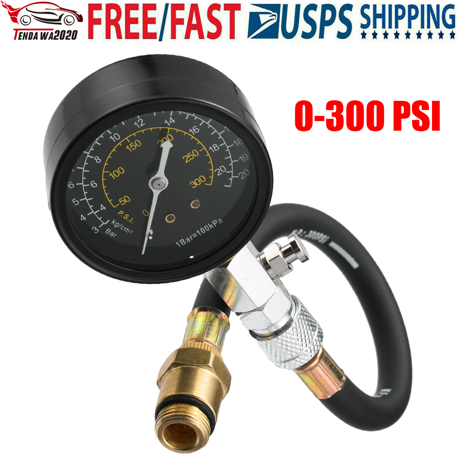 ENGINE COMPRESSION TESTER TESTING GAUGE GAGE CHECK TEST TOOL KIT