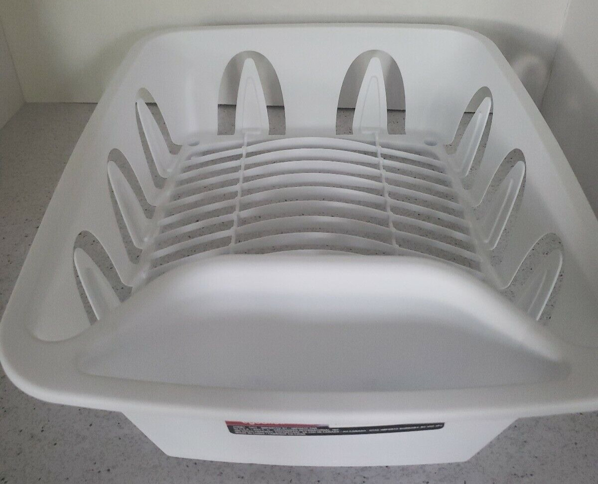 Essentials White Plastic Dish Drainer - 11.25'' x 13.75'' x 4.25''-New-SHIP24HRS
