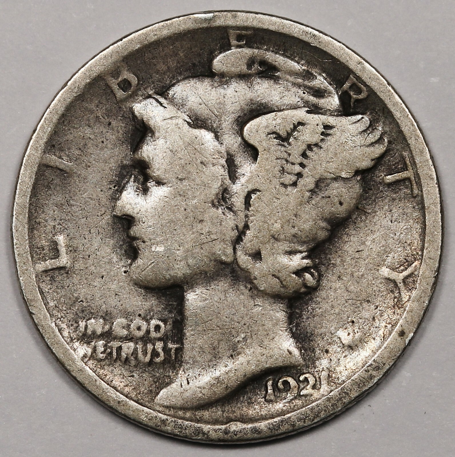 1921 Mercury Dime.  VG.  174974