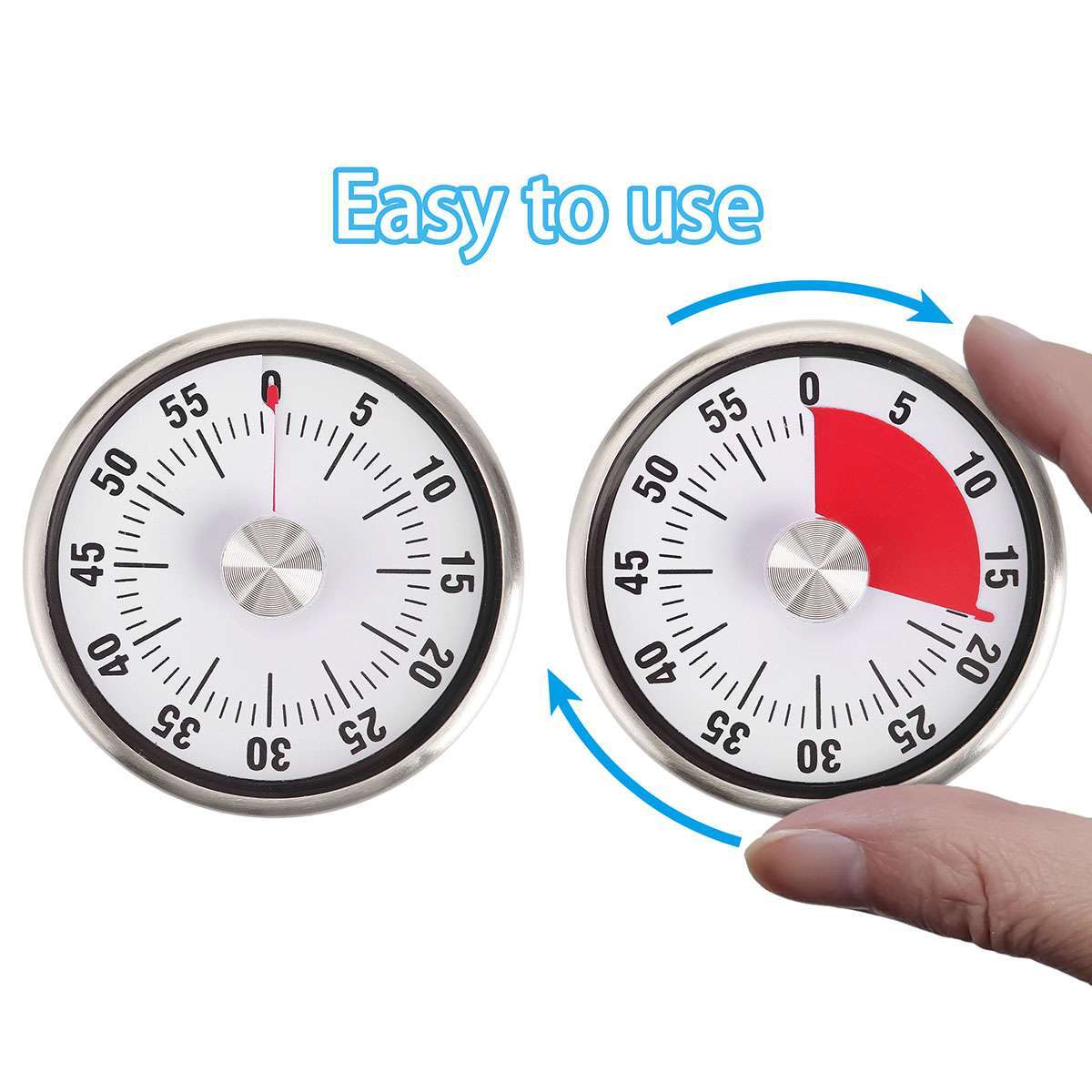 Mechanical Kitchen Timer 60min Countdown Cooking Wind Up Visual Alarm Reminder