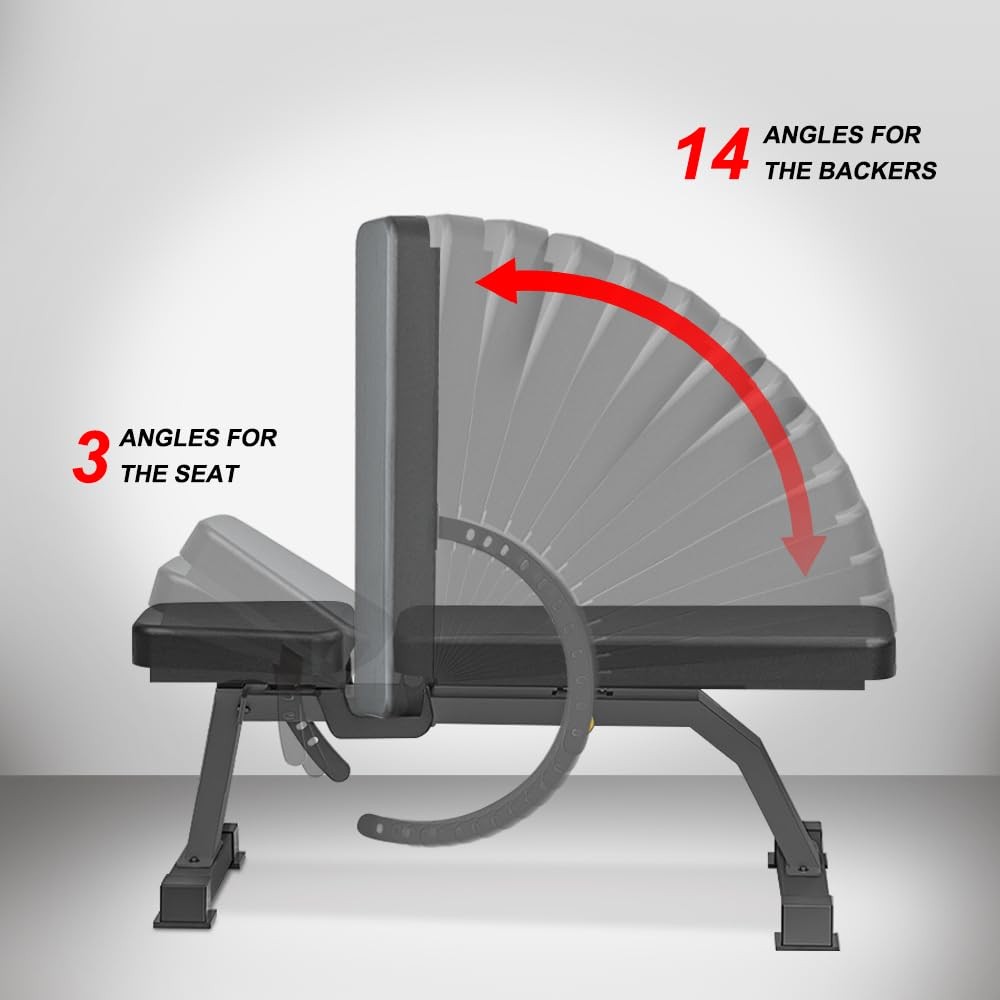Adjustable Bench, Professional Weight Bench, Incline Flat Decline Sit Up Benc...
