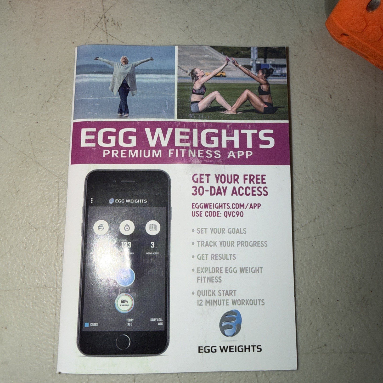 EGG WEIGHTS 1.5lb Each/3lb Set With Case ORANGE cardio max hand weights