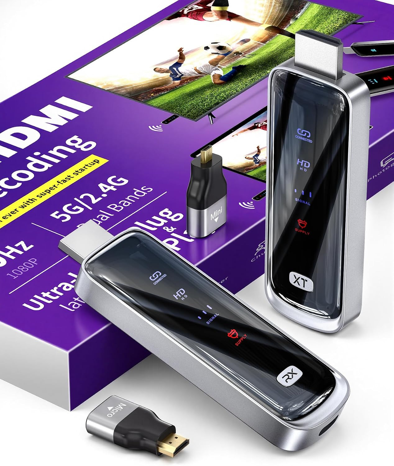 Wireless Hdmi Transmitter and Receiver 328FT/100M，4K Decode Plug & Play Portable