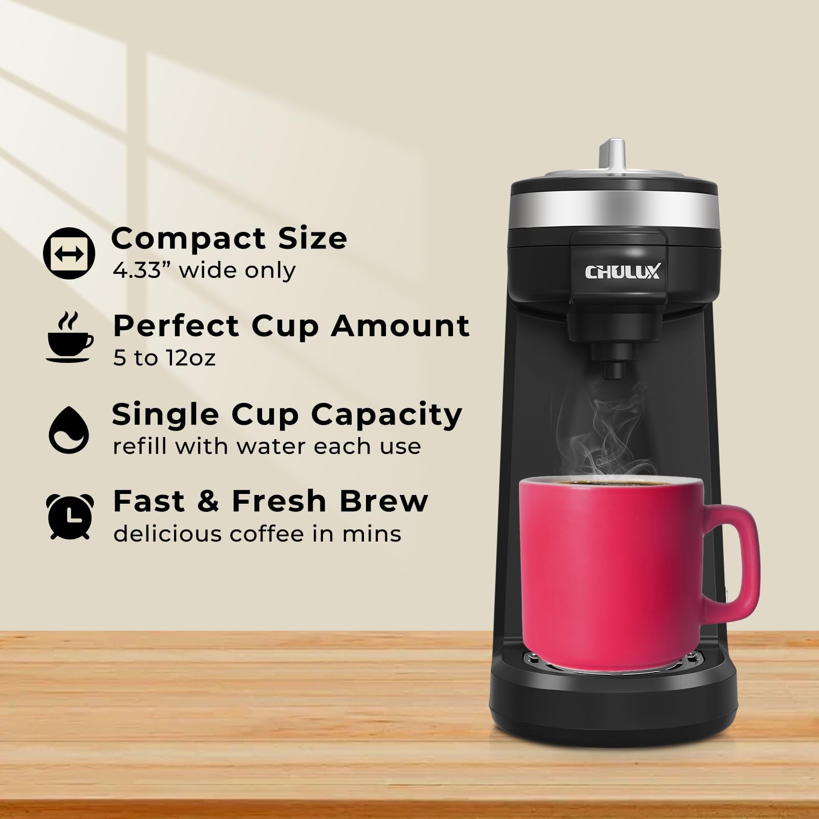 Single Serve Coffee Maker for Capsule and Ground Cup Machine Black