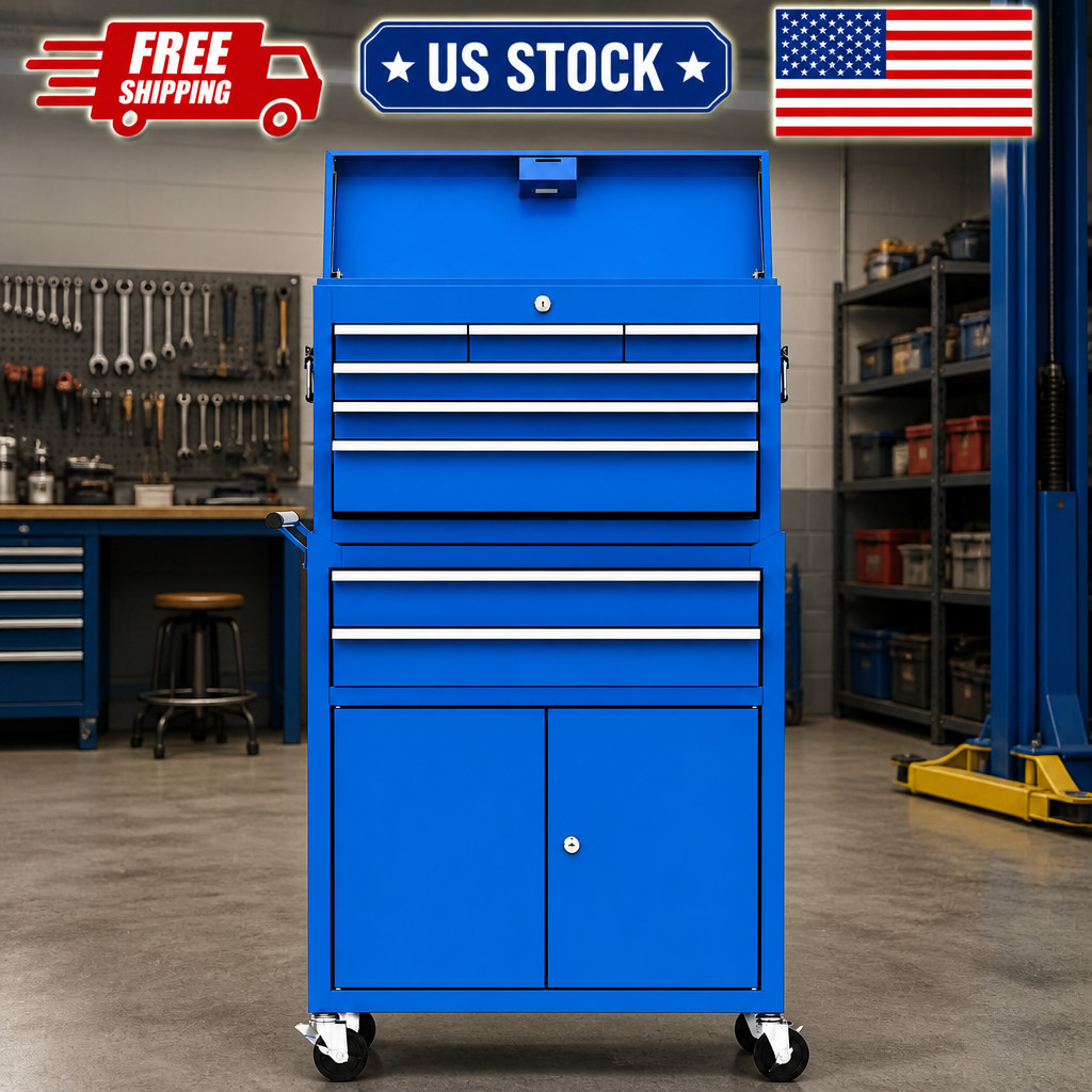 8 Drawer Tool Chest with Wheels, 2-in-1 Detachable Tool Box and Cabinet Rolling