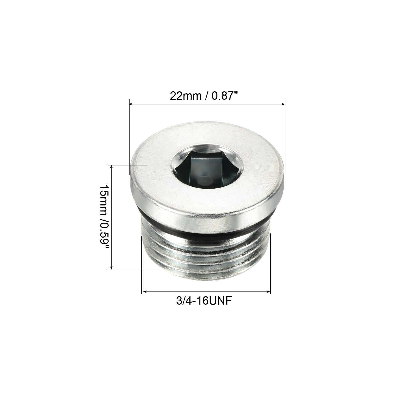 3/4-16UNF Hex Head Pipe Fitting Plug, 2 Pack Male Thread 45# Steel Plug