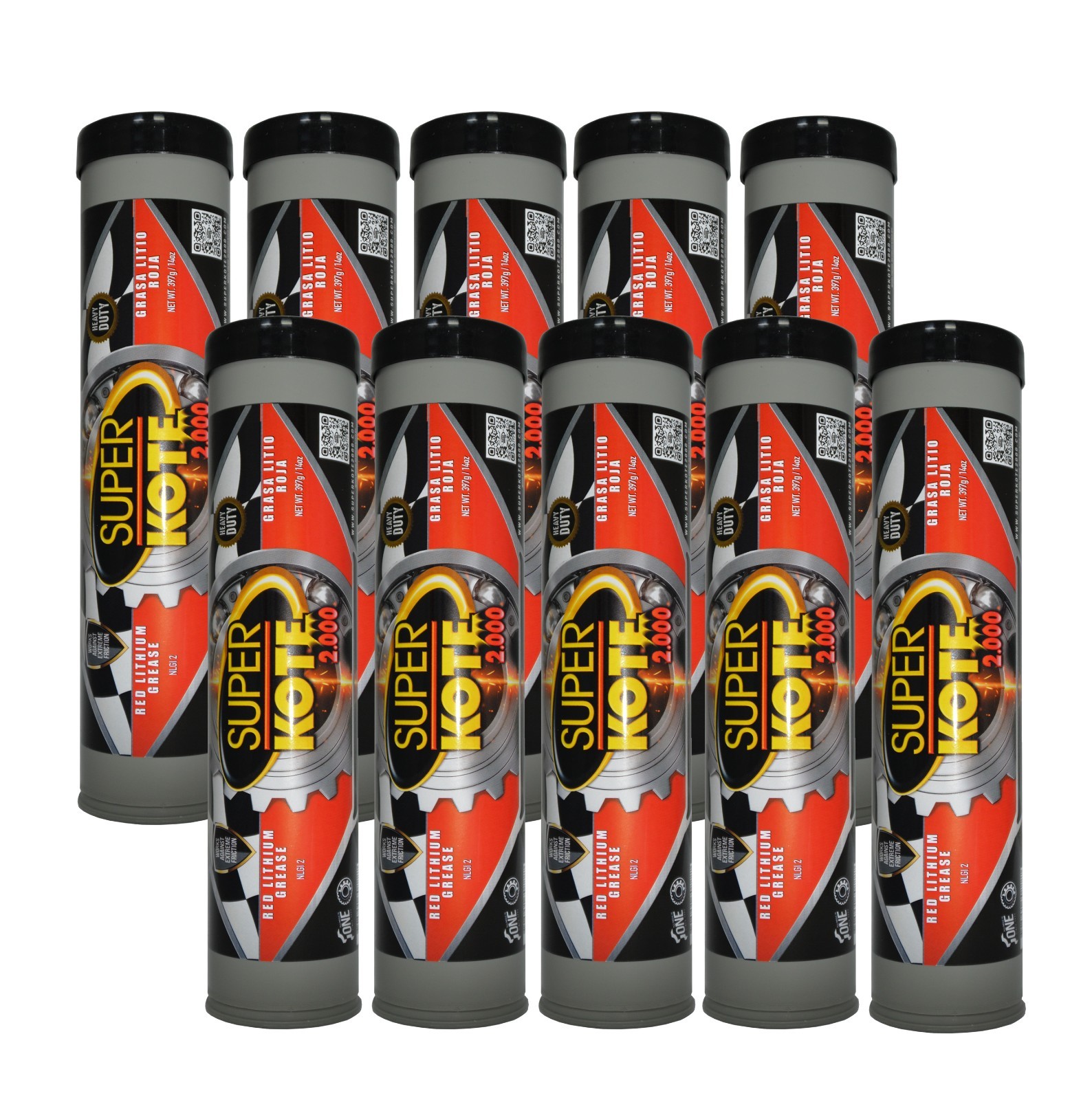 Lithium Grease Red n Tacky EP Cartridge  Superkote 2000 /  14 oz. 10 Pack.