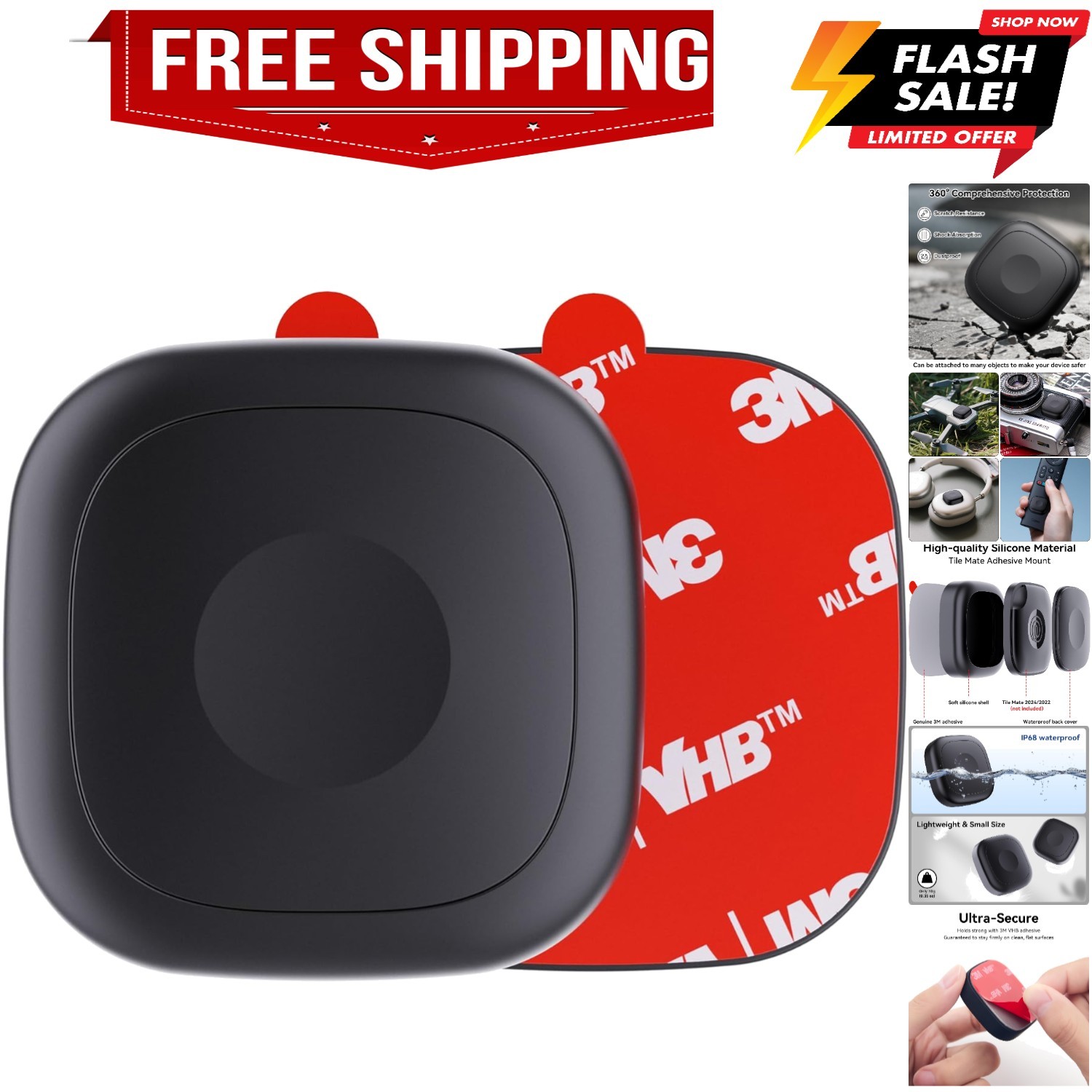 2 Pack for Tile Life360 Mate 2024/2022 Bluetooth Tracker Adhesive Mount, Sili...