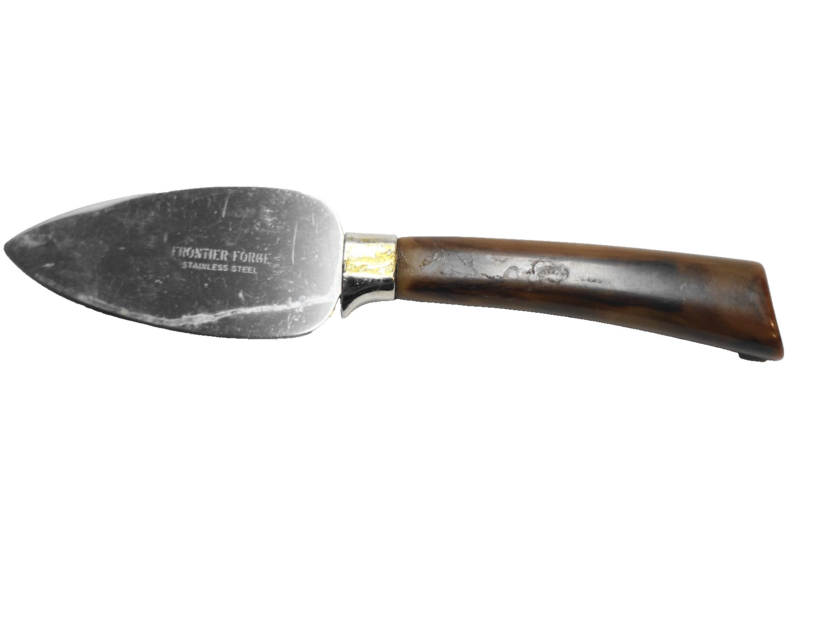 Frontier Forge Cheese Spreader Bakelite Handle Marbled Caramel Brown