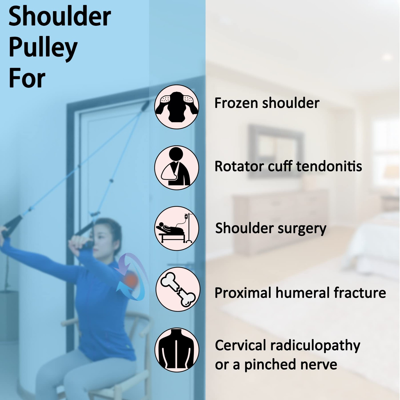 Shoulder Pulley Over The Door Physical Therapy System, Exercise Black